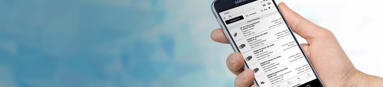 Página de la aplicación móvil de Digikey