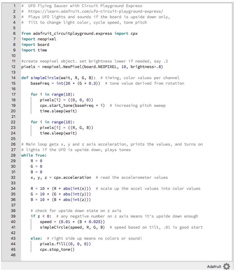 UFO Flying Saucer with Circuit Playground Express